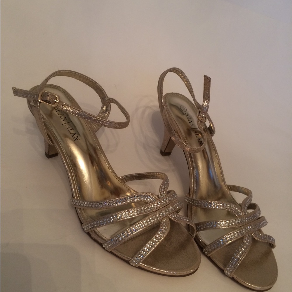 Sean Alan Champagne with Rhinestones Heels Size 9